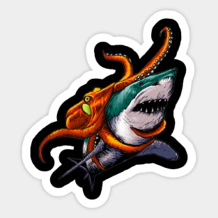 Shark Vs Octopus Sticker